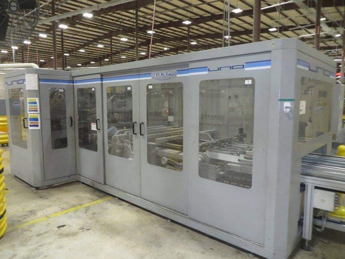 Used 2010 BAOSUO ULTRA COMPACT 102" KITCHEN TOWEL REWINDING LINE WITH LOG SAW AND PACKAGING