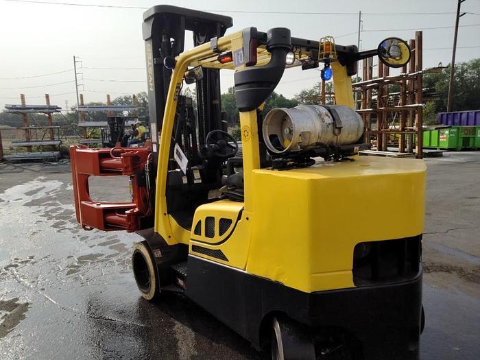 Used 12,000 POUND CAPACITY HYSTER MODEL S120FTPRS FORKLIFT WITH CASCADE ROLL CLAMP 2018