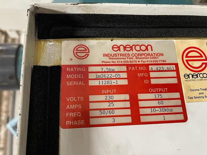 Used 45" ENERCON CORONA TREATER WITH CONTROL AND FILTER - PENDING LS