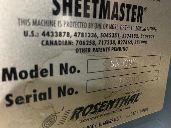 Used 30" ROSENTHAL MDL. SM-30S SHEETMASTER SHEETER