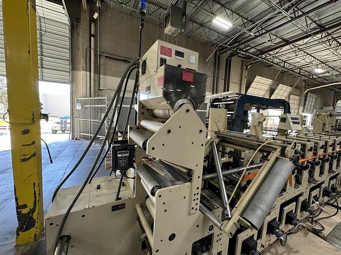 Used 13" WIDE MARK ANDY MODEL 2200-13E FLEXO PRESS 8 PRINT STATIONS 1 DIE CUTTING STATION
