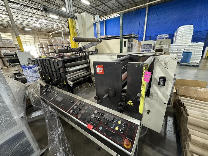 Used 13" WIDE NILPETER FB-4300 8 COLOR FLEXO PRESS 1 DIE CUTTING STATION