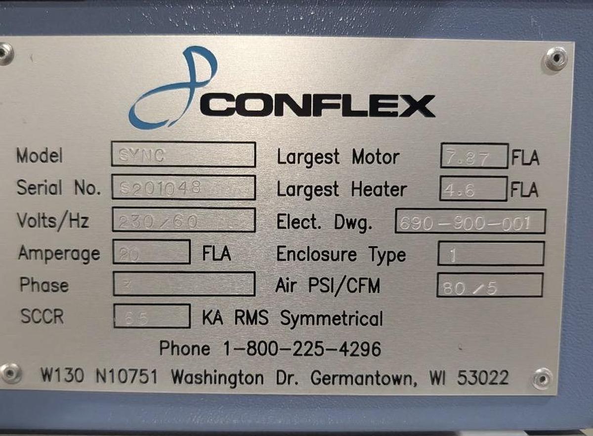 Used CONFLEX SYNC CONTINOUS MOTION SERVO SIDE SEAL SHRINK WRAPPER