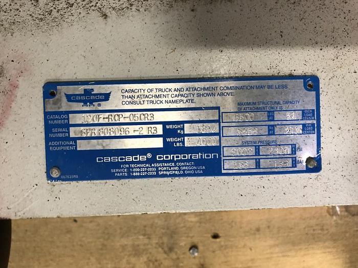 Used CASCADE 84" DIAMTER ROLL CLAMP 120F-RCP-050RS CLASS IV