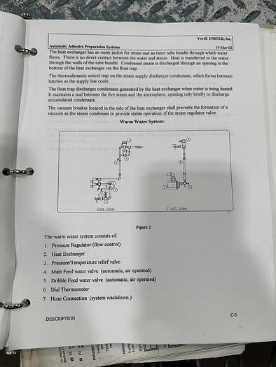 Used VORTEX UNITED STARCH MIXING SYSTEM TORNADO F5, MODEL 0202501 FX3, WITH BATCH HOPPER, BORAX HOPPER, DIGITAL SCALES, CAUSTIC HOPPER