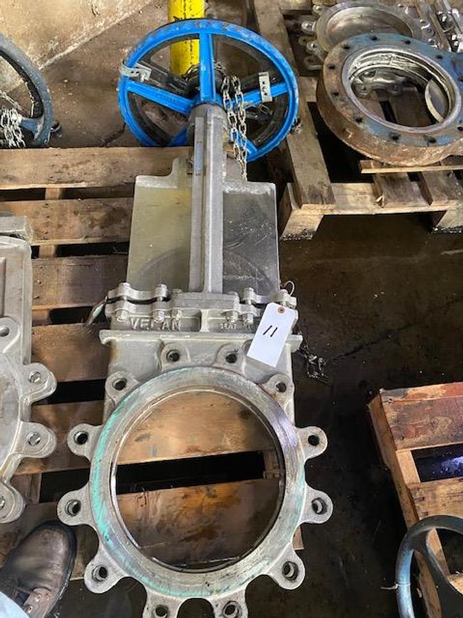 Used VELAN 14" DIAMETER MANUAL SLIDE GATE VALVE S/S