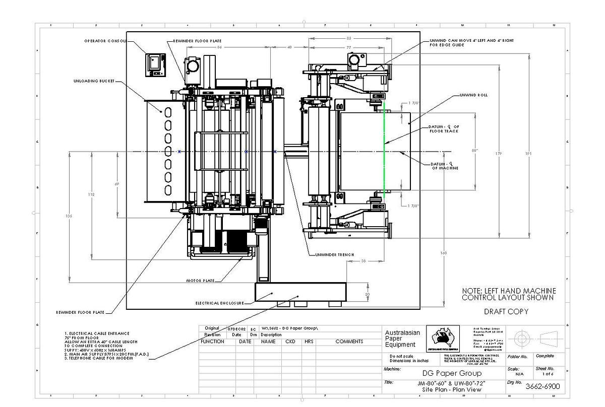 Used 80” WIDE AUSQUIP MODEL JM-80-60 TWO DRUM WINDER - UPDATED HMI