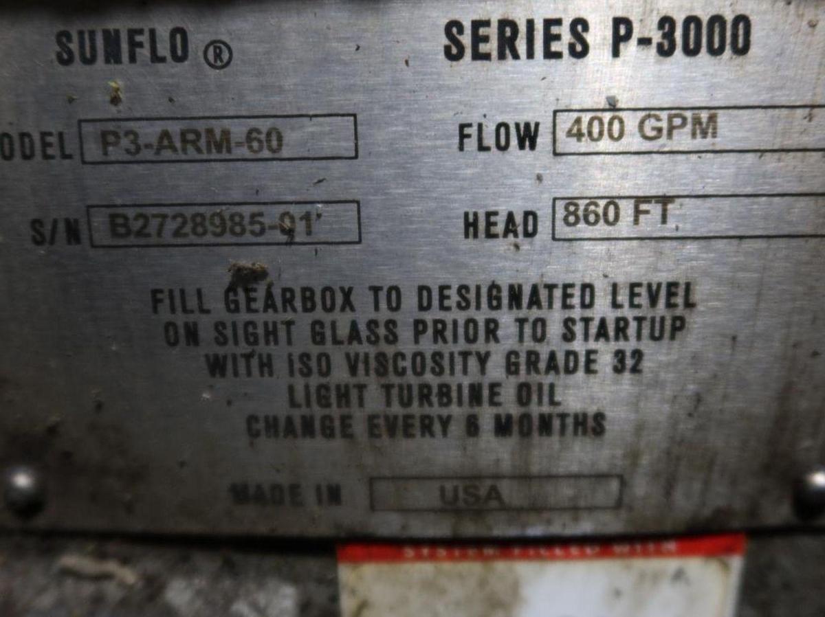 Used SUNDYNE HONEYWELL SERIES P-3000 MODEL P3-ARM-60 BOILER FEEDWATER PUMP WITH 150 HP MOTOR