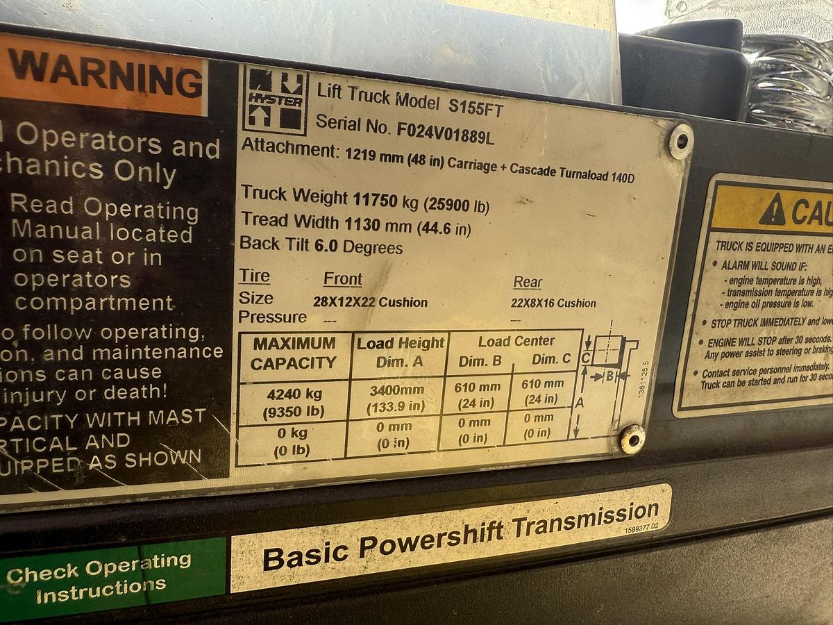 Used 6,000 POUND HYSTER MODEL E60XM2-33 ELECTRIC FORKLIFT