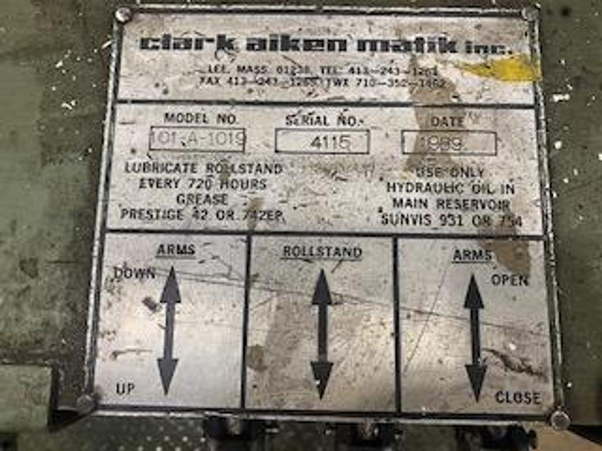 Used CLARK AIKEN 72" W X 72" OD SHAFTLESS FLOOR PICKUP HEAVY DUTY UNWIND STANDS