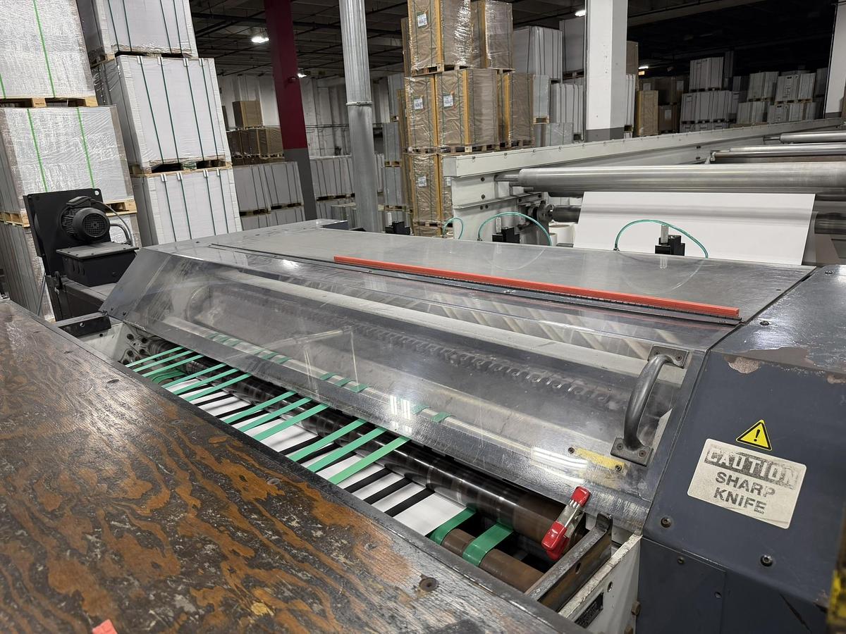 Used 65" WIDE MAXSON MDH DUAL ROTARY SHEETER - FOUR UNWIND STANDS - MANUFACTURED 2014 - PENDING LS