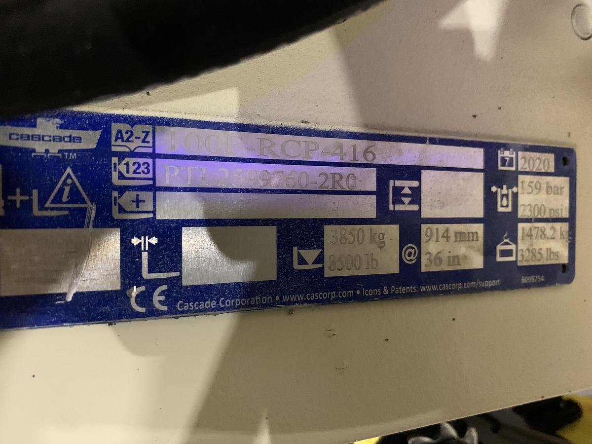 Used 72" CASCADE MODEL 100F-RCP-416 PAPER ROLL CLAMP CLASS IV MANUFACTURED 2020