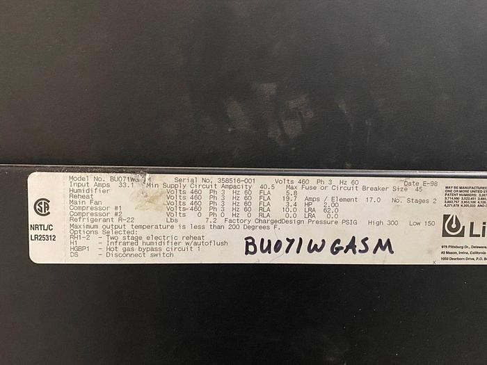 Used LIEBERT CHALLENGER 3000 TOP DISCHARGE AC UNIT