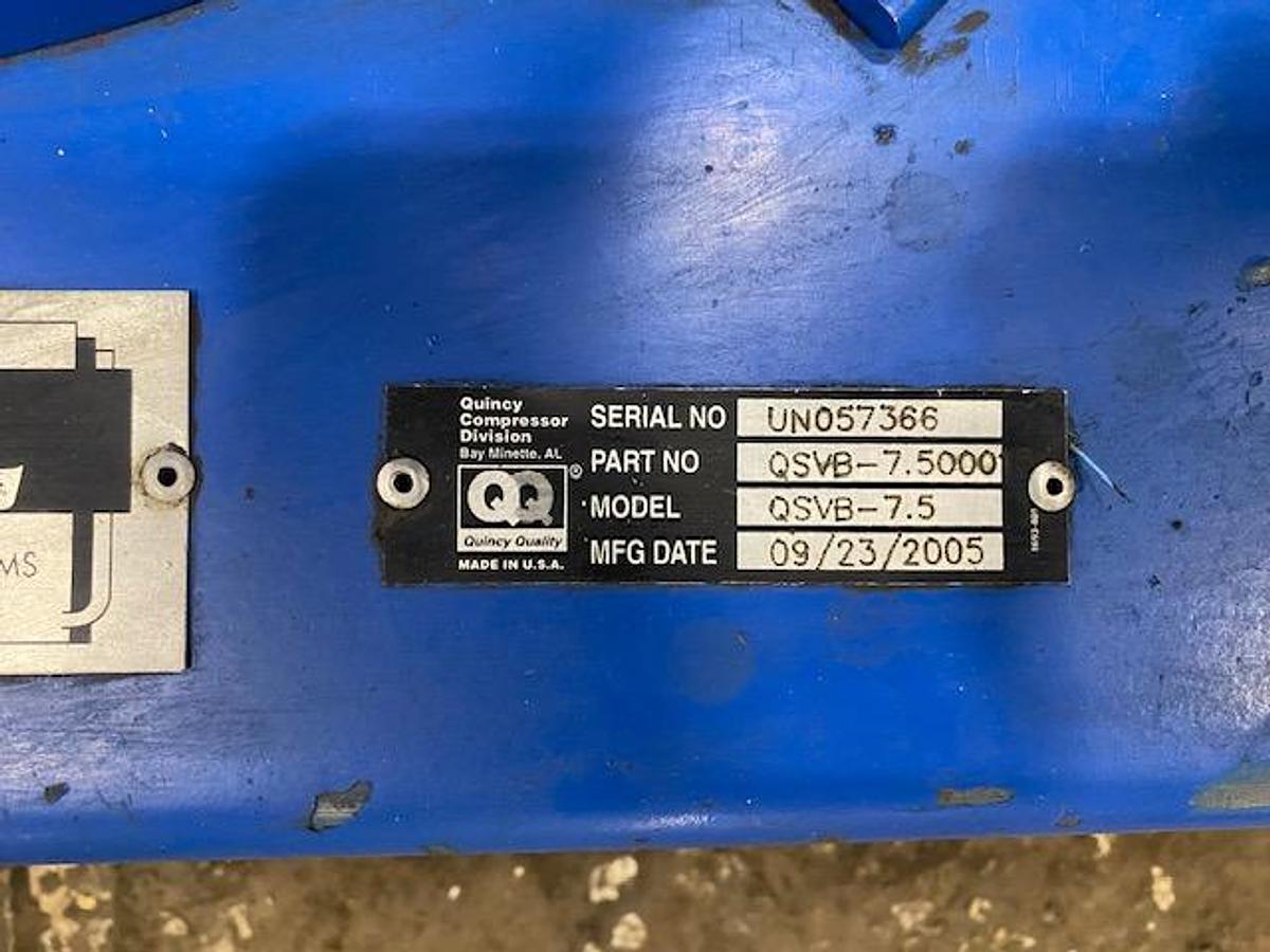 Used QUINCY MODEL QSVB-7.5 AIR COMPRESSOR 