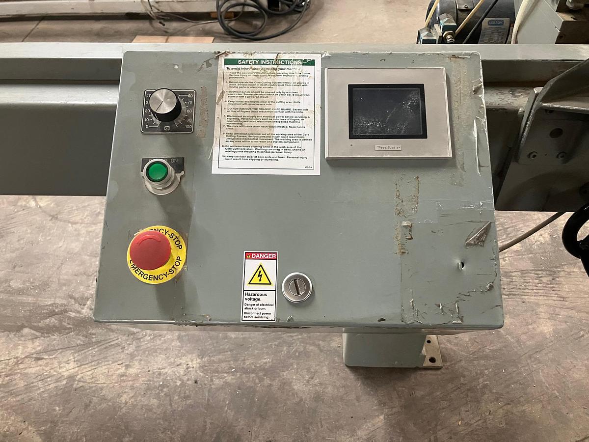 Used APPLETON MODEL A301 AUTOMATIC CORE CUTTER 120" LONG X 3" DIA. CORES 