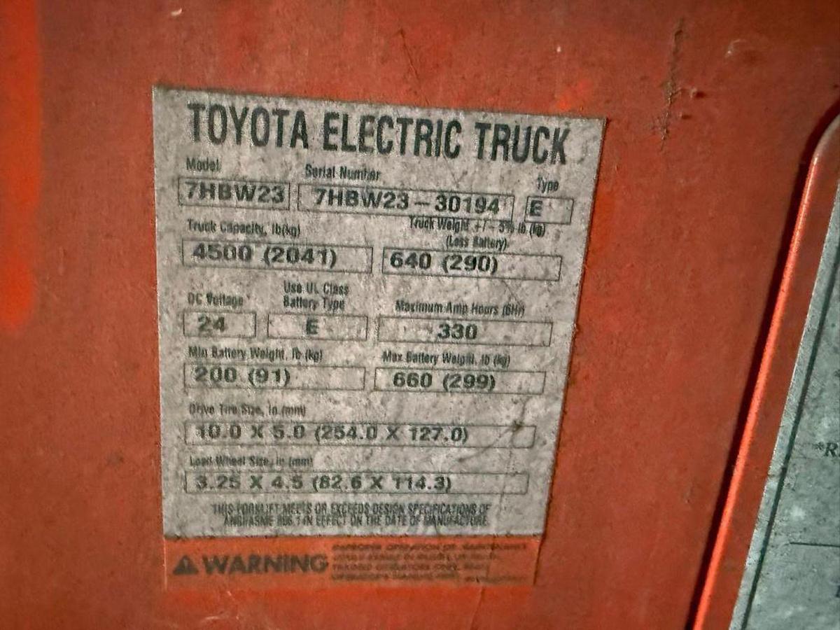 Used TOYOTA ELECTRIC PALLET JACK MODEL 7HBW23