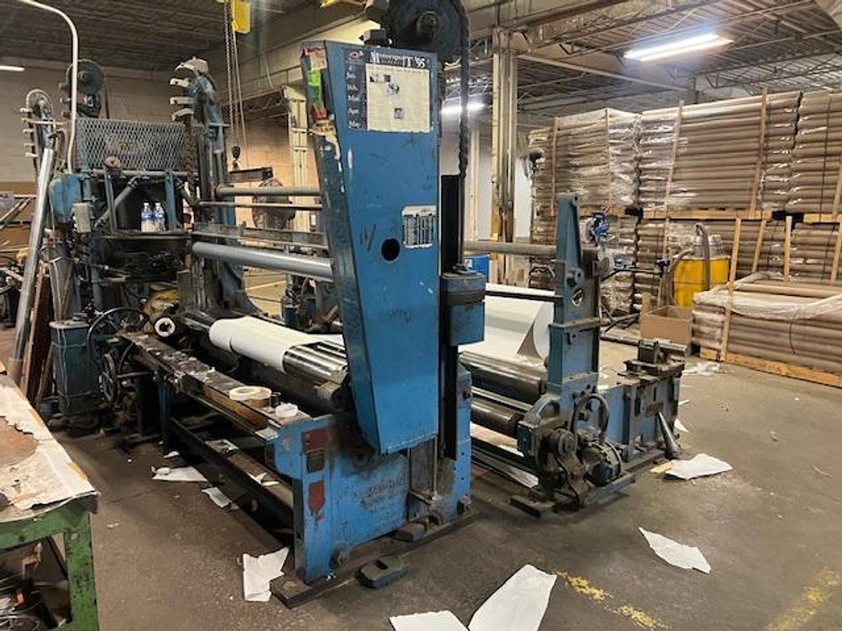 Used 73" CAMERON TWO DRUM WINDER SCORE SLITTING - STILL RUNNING