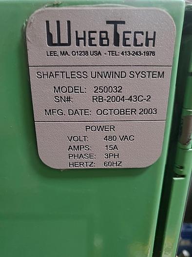 Used WEB TECH 64" WIDE SHAFTLESS UNWIND STAND  60" DIAMETER