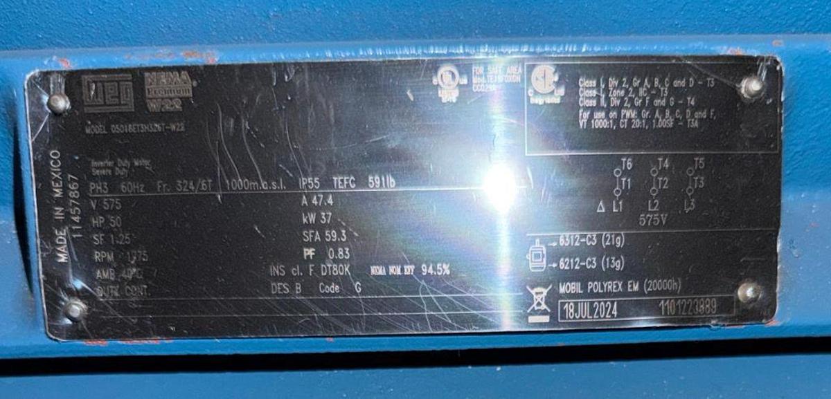 Used 50HP WEG AC MOTOR 575V 324/6T FRAME