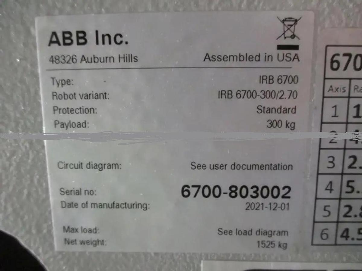 ABB MODEL IRB 6700 ROBOT 
