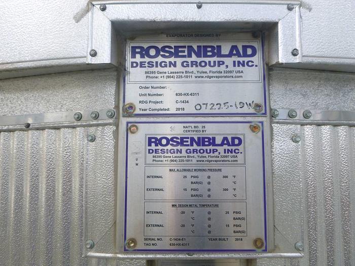 Used ROSENBLAD DESIGN GROUP, INC. MULTI-EFFECT EVAPORATOR SYSTEM MANUFACTURED 2018 - PENDING RF