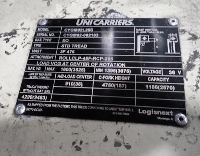Used NISSAN CYGM02L28S ELECTRIC 5500LB CAPACITY FORKLIFT 3 STAGE MAST 4-WAY VALVE