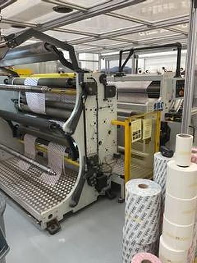 Used 63" WIDE SRC SYSTEMS MODEL 590 U DUPLEX SLITTER REWINDER