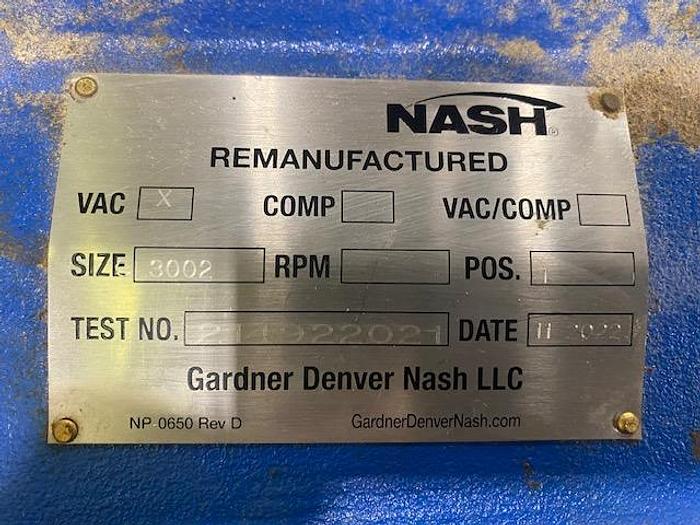 Used NASH MODEL CL3002 VACUUM PUMP W/ 150 HP MOTOR REMANUFACTURED 2022