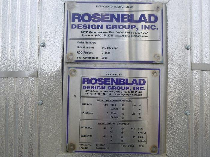 Used ROSENBLAD DESIGN GROUP, INC. MULTI-EFFECT EVAPORATOR SYSTEM MANUFACTURED 2018 - PENDING RF