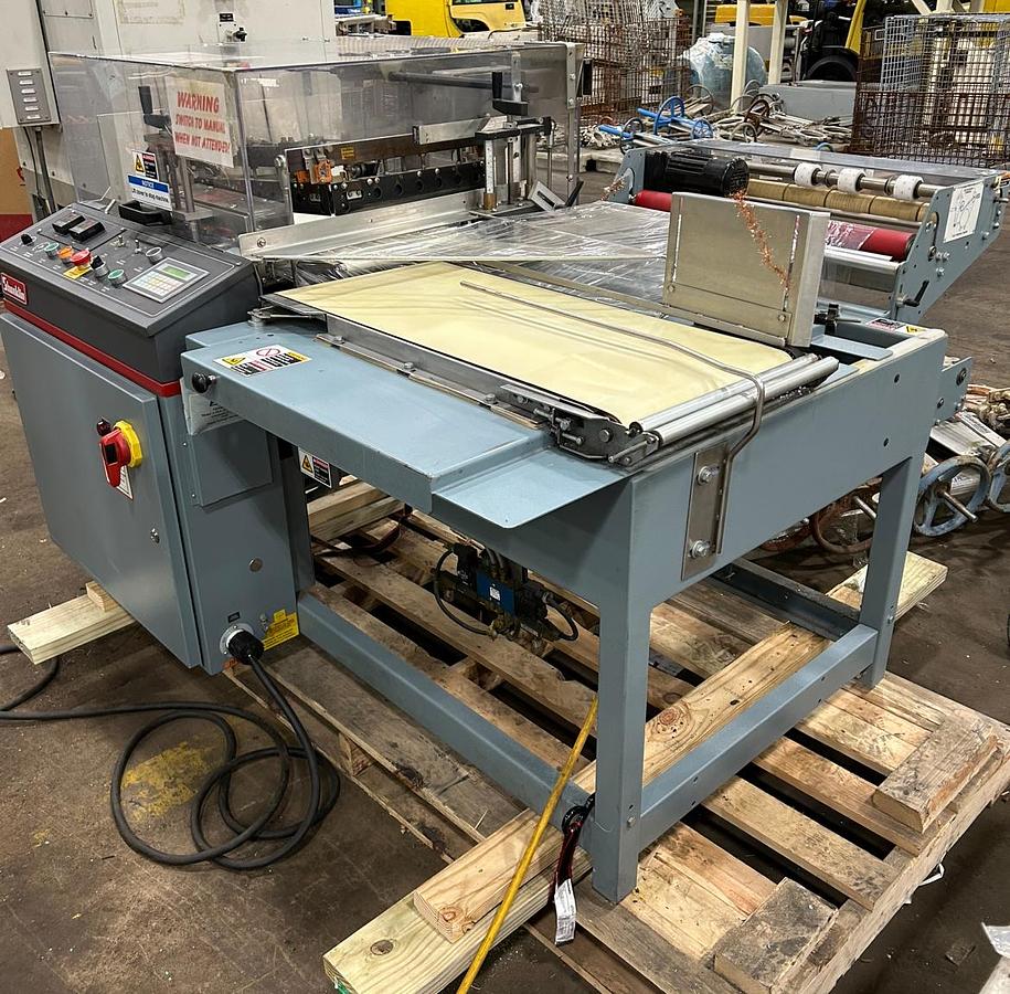 Used SHANKLIN A26A AUTOMATIC L-BAR SEALER WITH CLOSING CONVEYOR