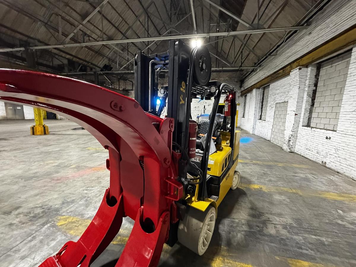 Used 12,000 POUND YALE GC120VXPRS FORKLIFT WITH 72" BOLZONI CLAMP MANUFACTURED 2021