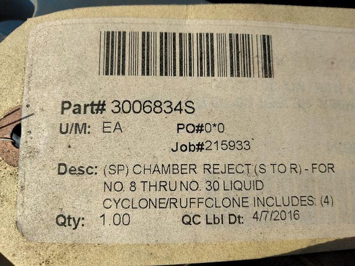 Used KADANT BLACK CLAWSON REJECT CHAMBER SIZE 8 - 30 LIQUID CYCLONE UNUSED