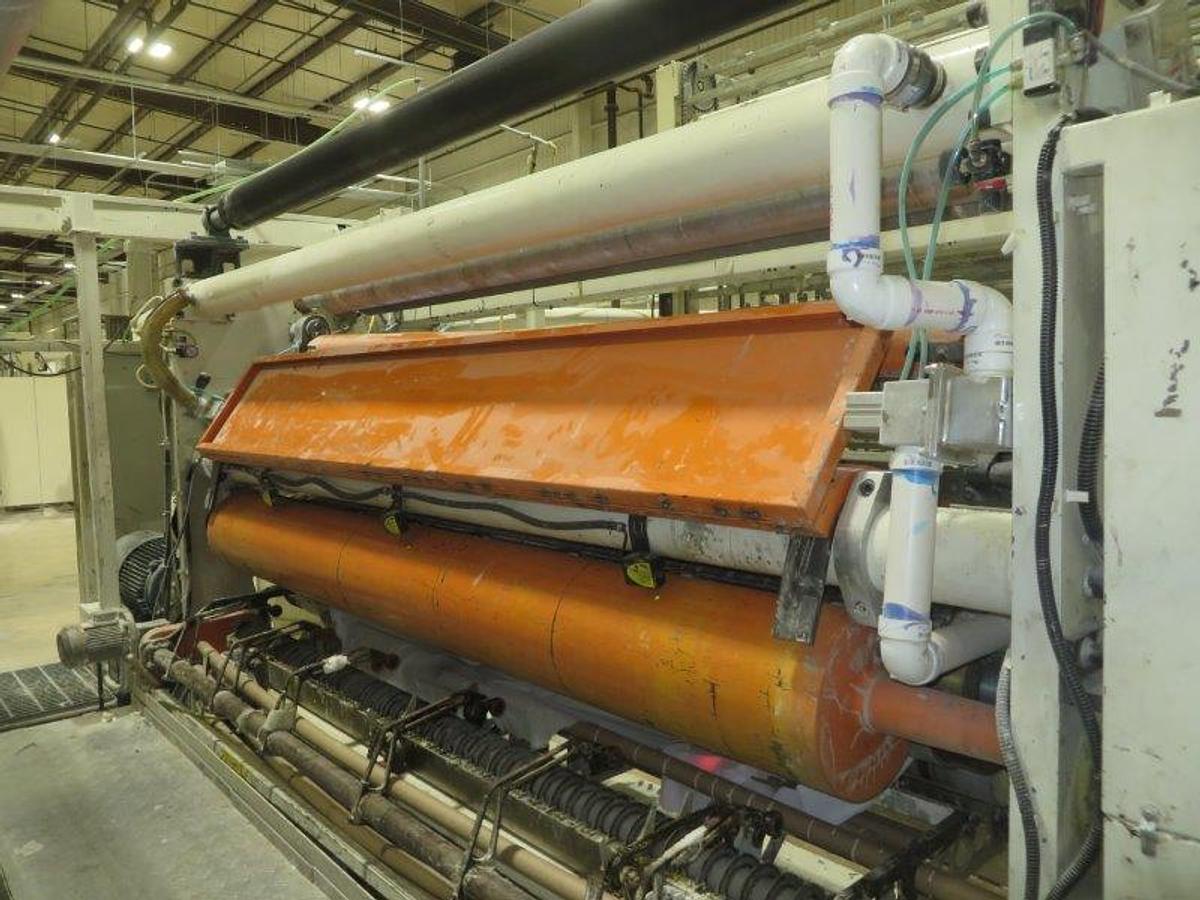 Used 2010 BAOSUO ULTRA COMPACT 102" KITCHEN TOWEL REWINDING LINE WITH LOG SAW AND PACKAGING