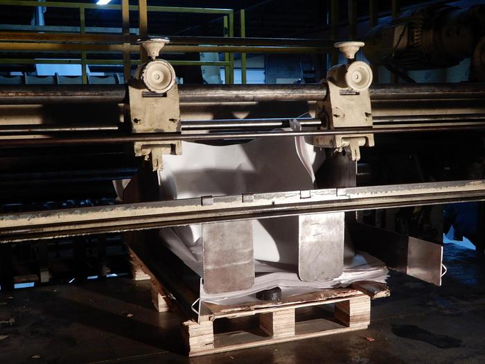 Used 88" (2.23M)  CLARK AIKEN SINGLE ROTARY SHEETER 4 UNWINDS AND STACKER