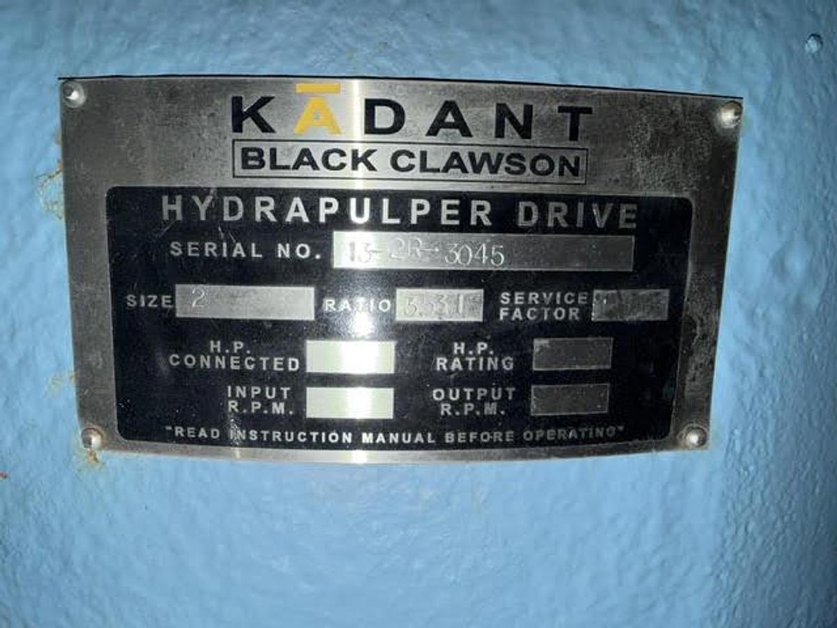 Used KADANT BLACK CLAWSON SIZE 2 HYDRAPULPER DRIVE 3.53/1 RATIO