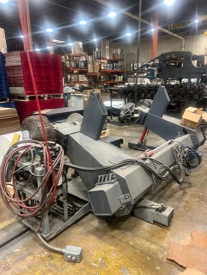 Used 60" WIDE POWELL SHAFTLESS FLOOR PICK UP UNWIND BACK STAND 72" DIAMETER 3" - 16" CHUCKS