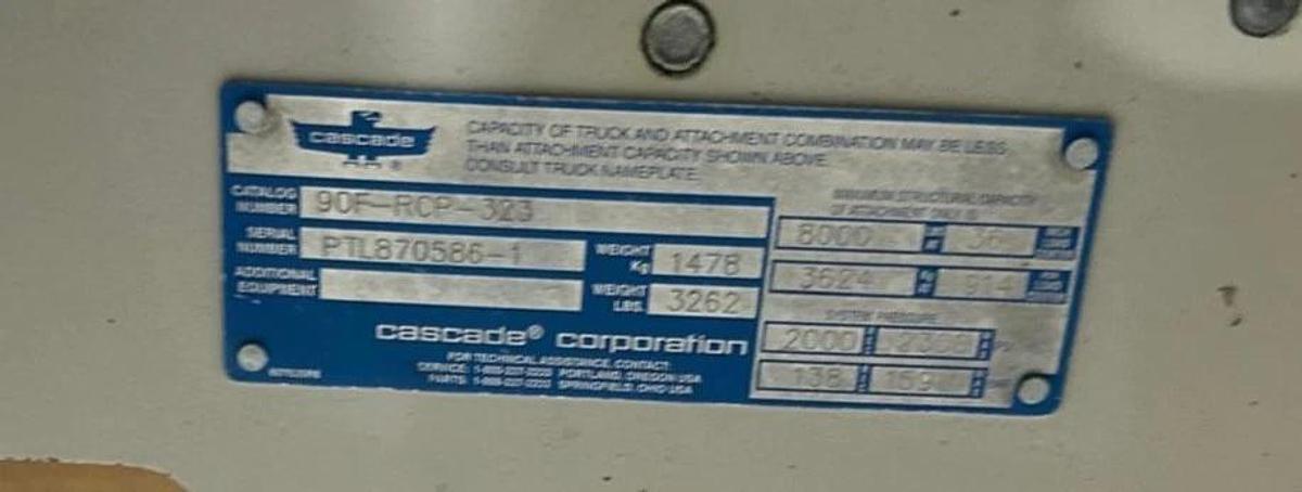 Used 72" CASCADE MODEL 90F-RCP-323 PAPER ROLL CLAMP