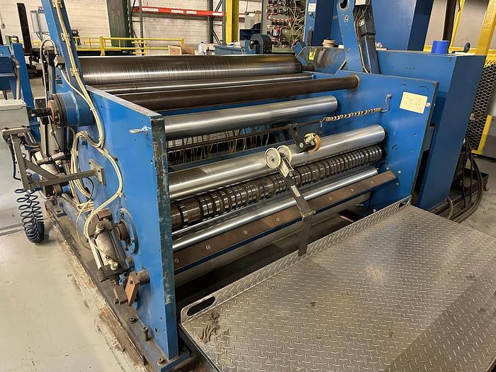 Used 52" SHANKS MODEL 828 DUPLEX SLITTER REWINDER SHEAR AND SCORE SLITTING CAPACITY