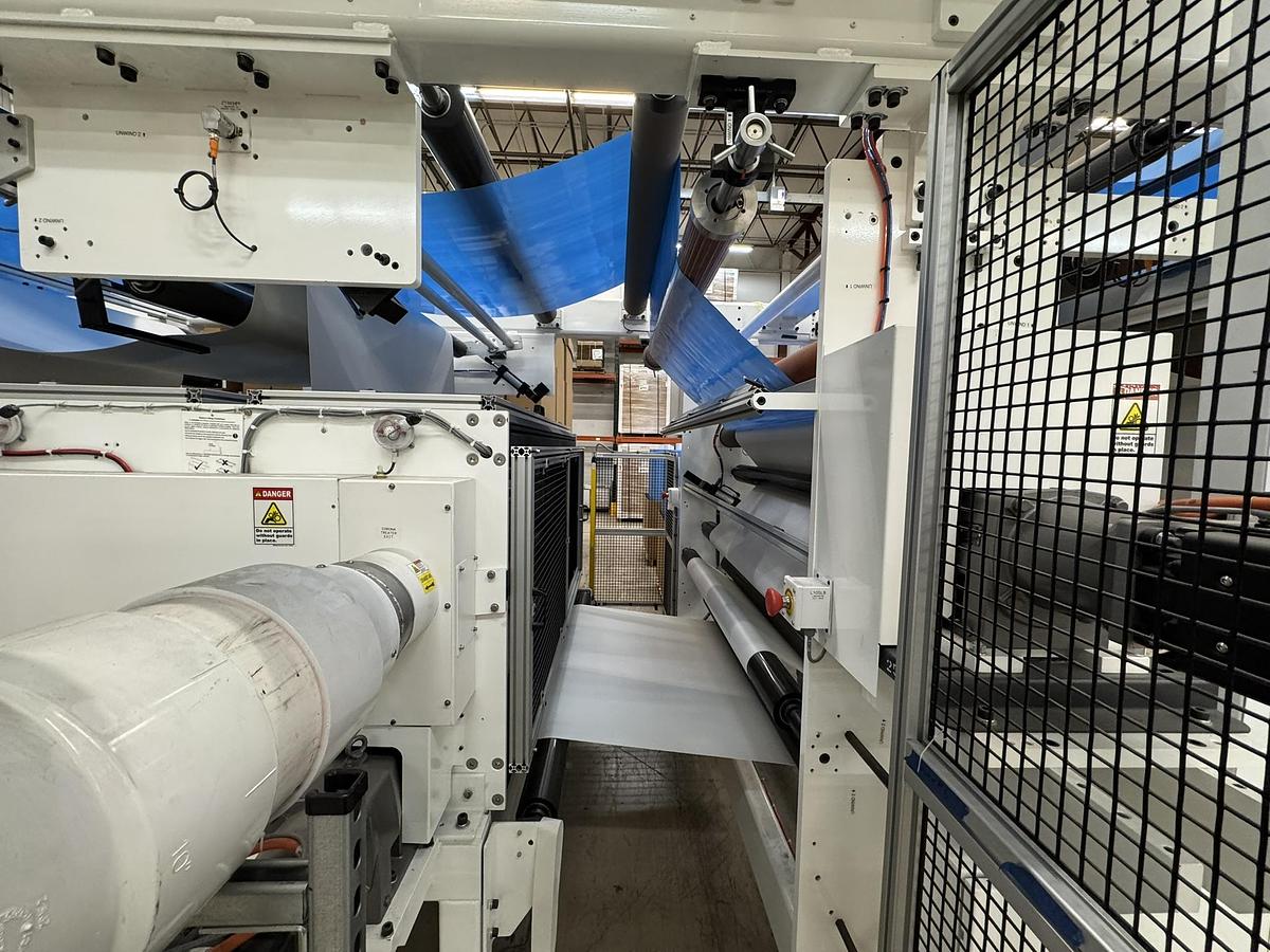 Used 72" WIDE CATBRIDGE LAMINATION LINE & TURRET REWINDER - MFG 2023