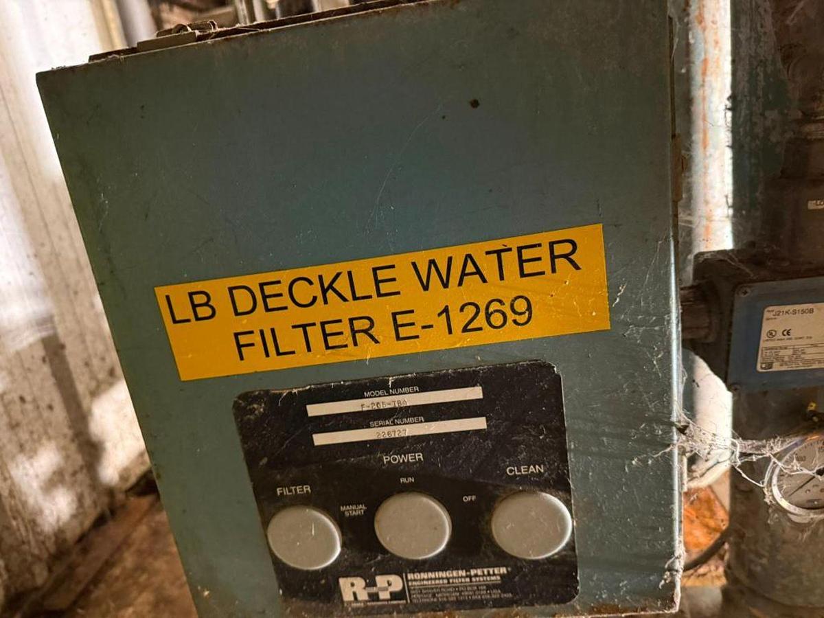 Used RONNINGEN-PETER WATER FILTER MODEL F-205-IBA BACKWASHING PRESSURE FILTER SYSTEM