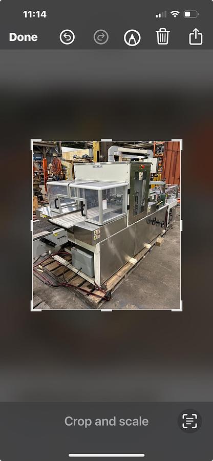 Used TEXWRAP 1809SS SERVO SIDE SEAL SHRINK WRAP SYSTEM W/ TEXWRAP 24"L ADJUSTABLE WIDTH CONVEYOR