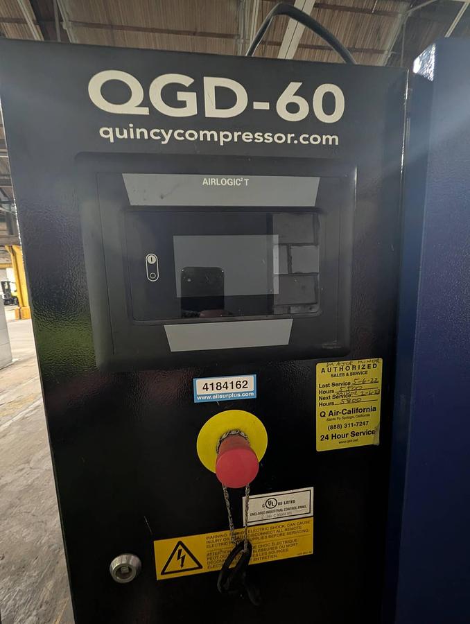 Used 60 HP MODEL QGD-60 QUINCY AIR COMPRESSOR MANUFACTURED 2019