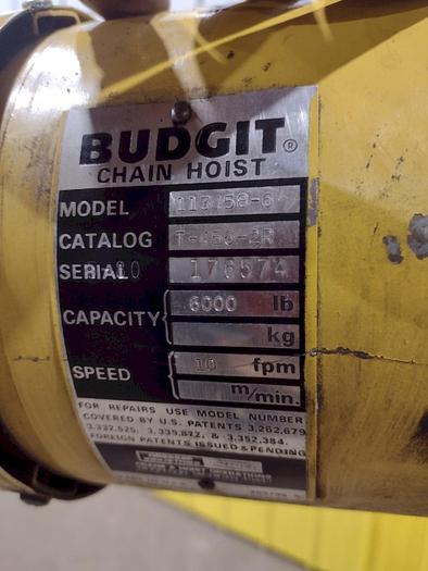 Used 3 TON BUDGITPOWERED CHAIN HOIST