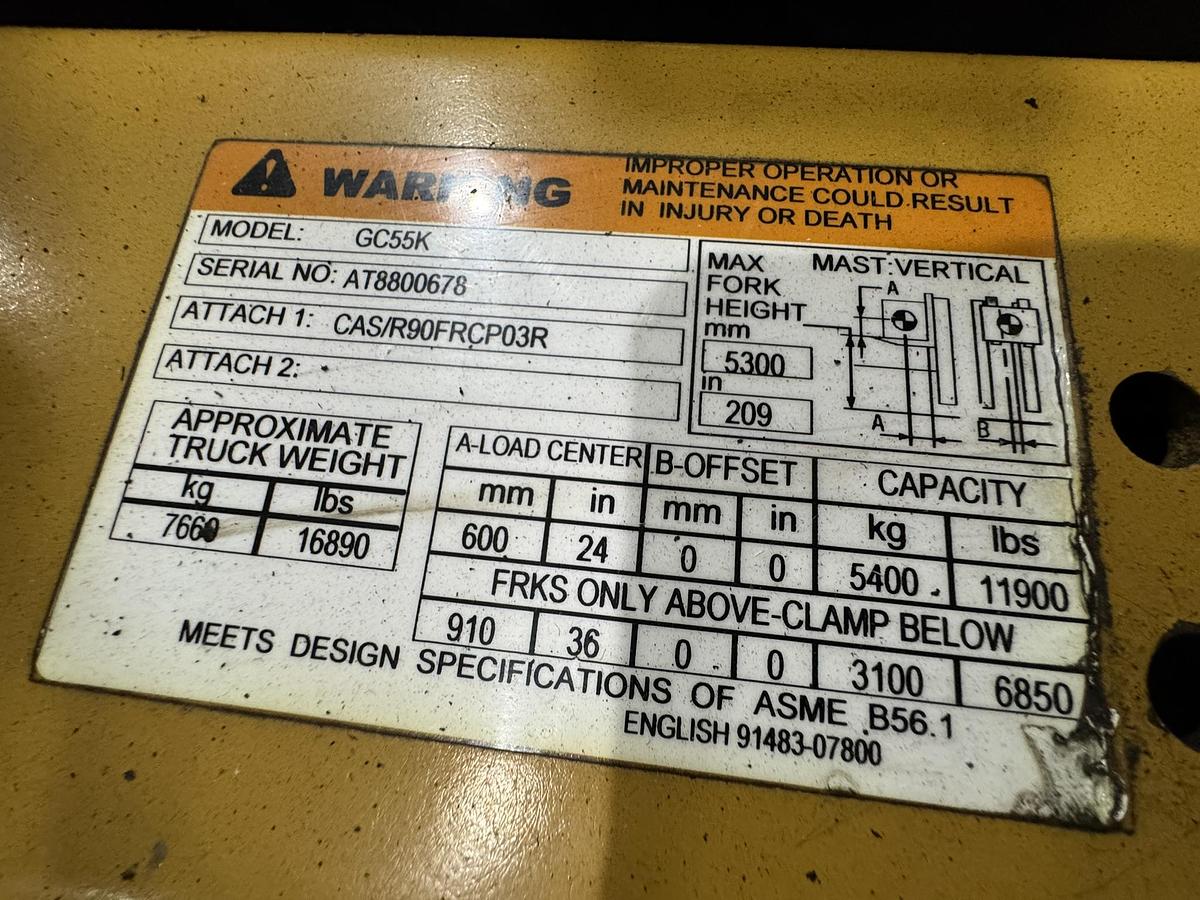 Used CATERPILLAR MODEL GC55KSTR FORKLIFT