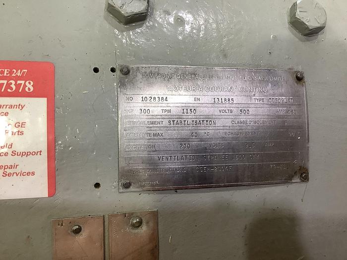 Used 300HP DC GENERAL ELECTRIC MOTOR 1150RPM