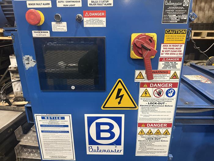 Used 30 HP BALEMASTER MODEL 4830G-8 (EO-840) HORIZONTAL AUTO TIE BALER 60" x 40" FEED OPENING MANUFACTURED 2017