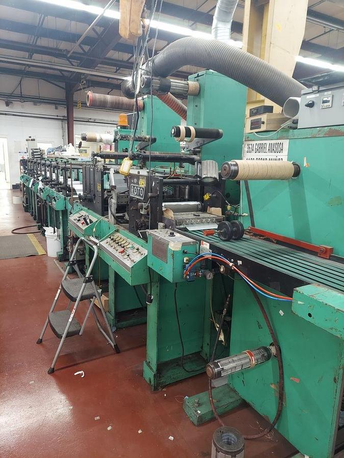 Used 10" WIDE ROTOPRESS 9 COLOR 3 DIE STATION FLEXOPRESS