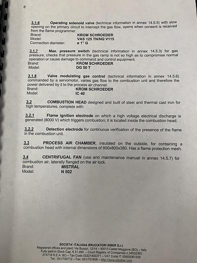 Used SIB SIBER MODEL 220 BURNER