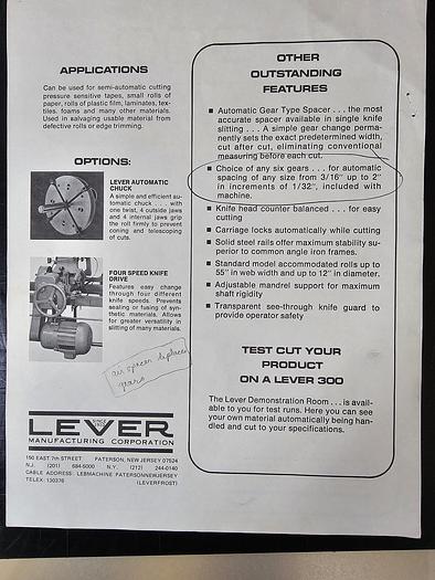 Used 75" WIDE LEVER MODEL 300