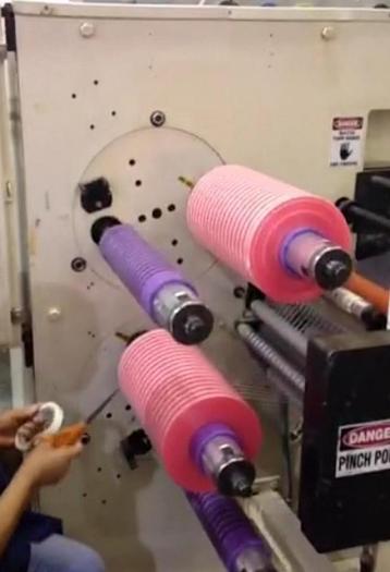 Used 16" WIDE INDEPENDENT MACHINE CO. DUPLEX TURRET SLITTER REWINDER